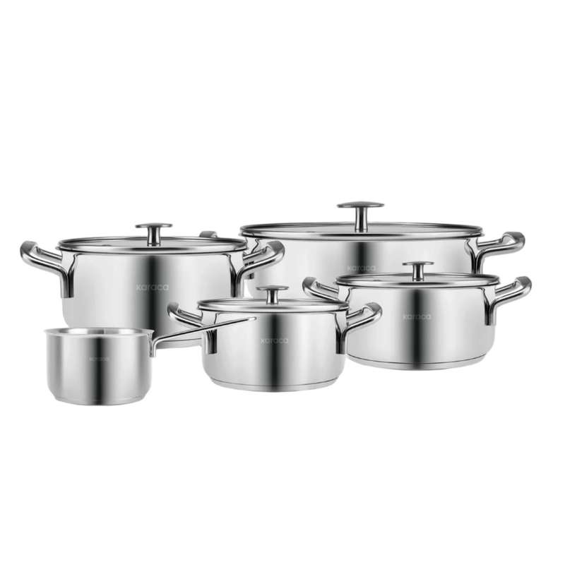 سرویس قابلمه و تابه استیل 9 پارچه کاراجا مدل Aris İnduksiyon