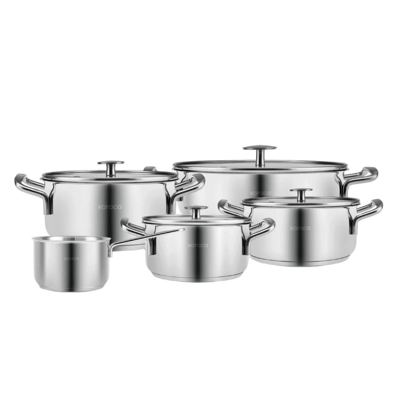 سرویس قابلمه و تابه استیل 9 پارچه کاراجا مدل Aris İnduksiyon