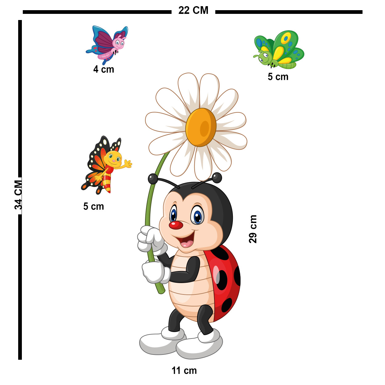 استیکر چوبی کودک باروچین مدل کفشدوزک مهربان کد 6001 مجموعه 4 عددی