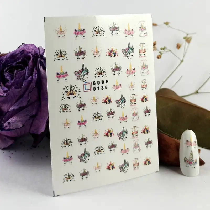 برچسب لنز ناخن مدل یونیکورن کد 136