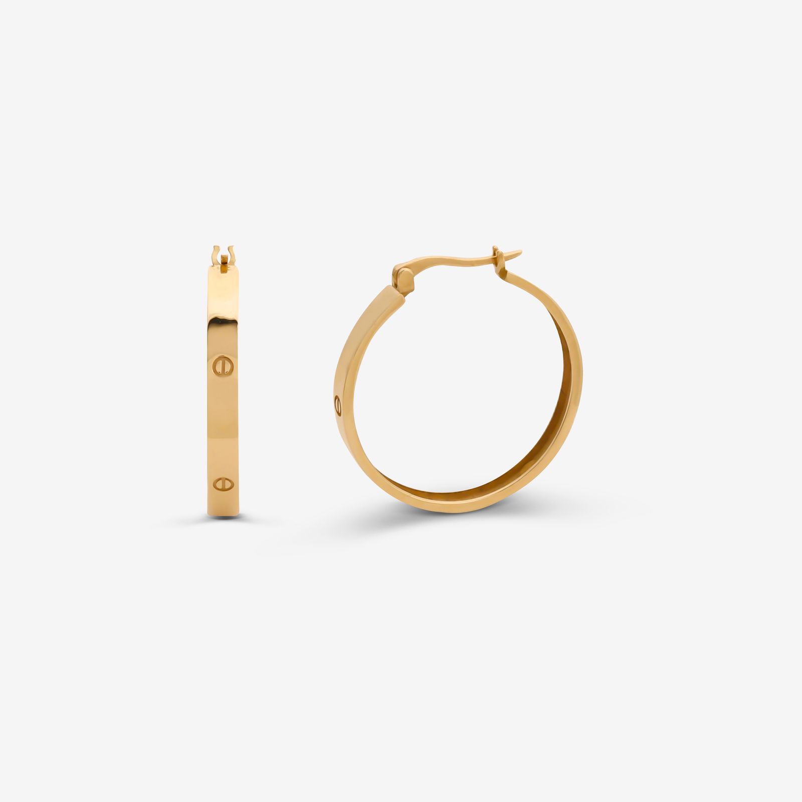 گوشواره حلقه‌ای طلا 18 عیار زنانه با طرح کارتیه لاو گلدم مدل E244001 -  - 1