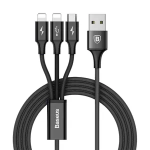 کابل تبدیل USB به microUSB/لایتنینگ/USB-C باسئوس مدل SU01 طول 1.2 متر