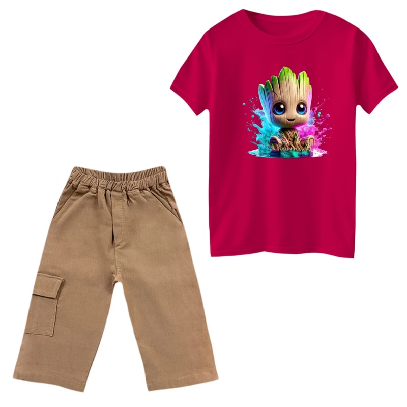 ست تی‌شرت و شلوارک پسرانه مدل گروت کد 8