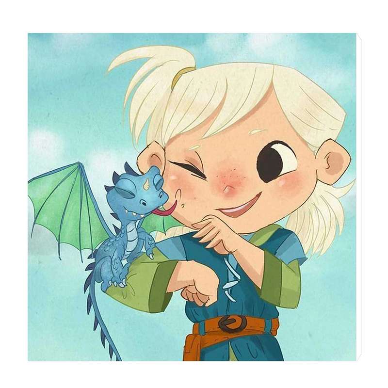 تابلو کودک و نوزاد طرح دختر و اژدها کد wkt39