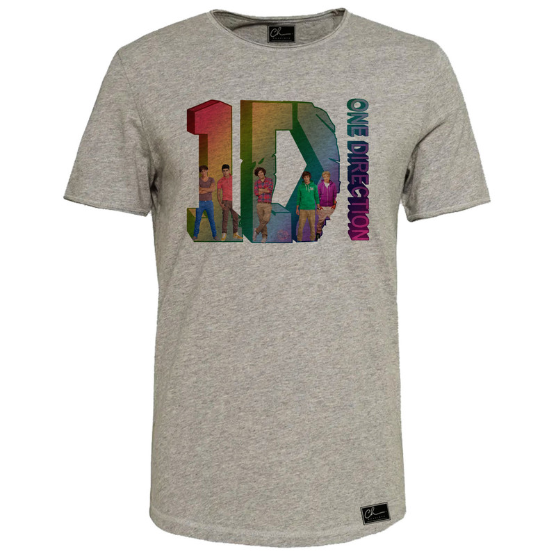 تیشرت آستین کوتاه مردانه مدل 1DIRECTION کد J233 رنگ طوسی