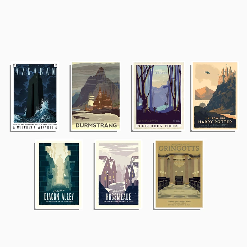 استیکر لپ تاپ و موبایل گوفی طرح دنیای هری پاتر مجموعه 7 عددی 