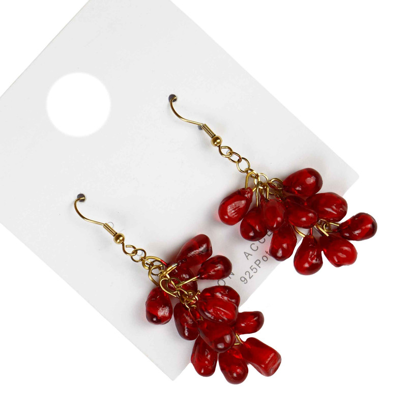 گوشواره زنانه مدل یلدایی طرح دانه انار