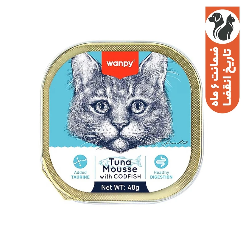 کنسرو غذای گربه بالغ ونپی مدل Mousse طعم ماهی تن و کاد وزن ۴۰ گرم