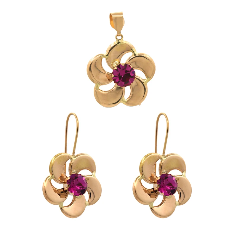 نیم ست طلا 18 عیار زنانه سکه شیخ مدل Flower - Bkh