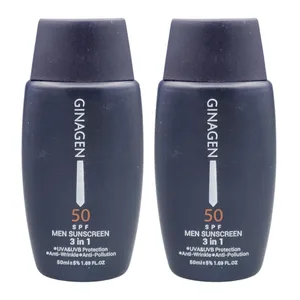 کرم ضد آفتاب بدون رنگ ژیناژن SPF 50 مدل 3in1 ‌محافظ UVA ،UVB ضد حساسیت، ضد چروک و ضد پیری، مناسب انواع پوست‌ حجم 50 میلی‌لیتر مجموعه دو عددی