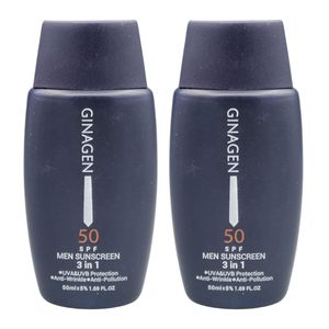 کرم ضد آفتاب بدون رنگ ژیناژن SPF 50 مدل 3in1 محافظ UVA ،UVB ضد حساسیت، ضد چروک و ضد پیری، مناسب انواع پوست حجم 50 میلیلیتر مجموعه دو عددی