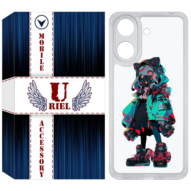 کاور یوریل مدل Clear کد 58 طرح دختر گربه ای مناسب برای گوشی موبایل شیائومی Redmi 13C / Poco C65