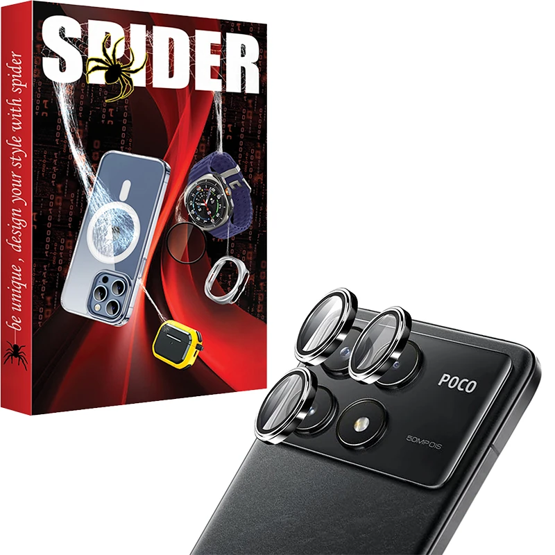 محافظ لنز دوربین اسپایدر مدل Ring Metal مناسب برای گوشی موبایل شیائومی Poco F6 Pro