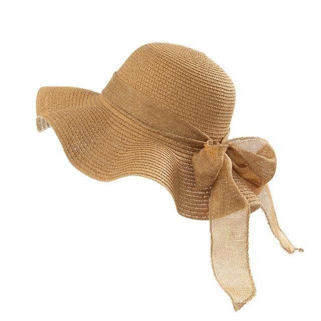 کلاه زنانه مدل حصیری دالبری پاپیونی رنگ نسکافه ای