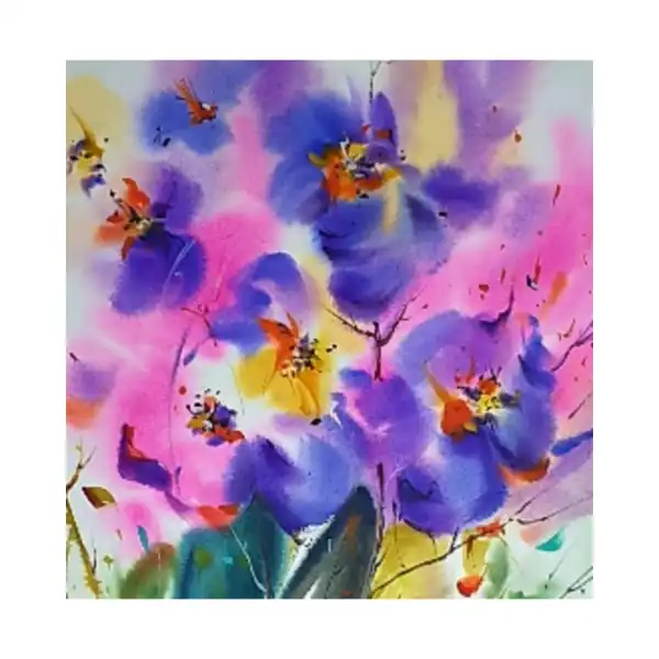 تابلو نقاشی آبرنگ طرح گل آبرنگی