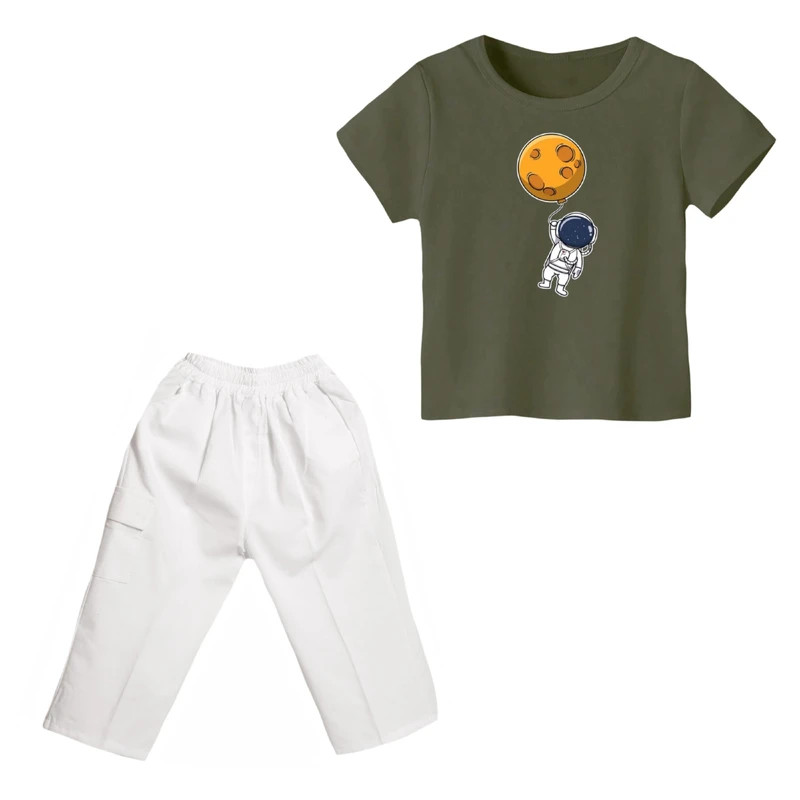 ست تی شرت و شلوارک پسرانه مدل فضانورد کد 1
