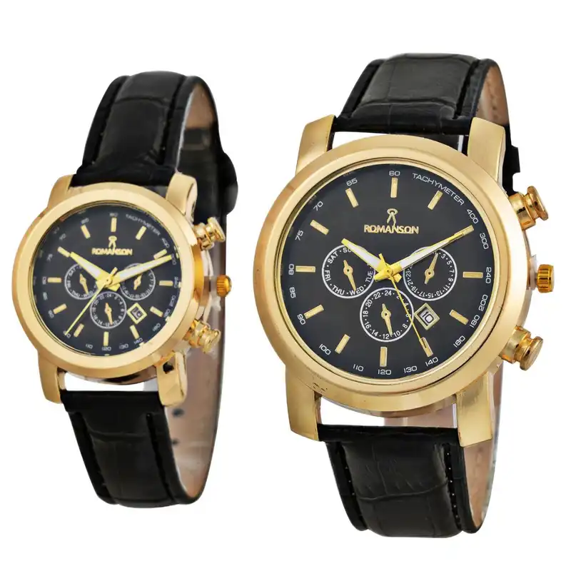 ست ساعت مچی عقربه ای زنانه و مردانه مدل تقویم دار 04