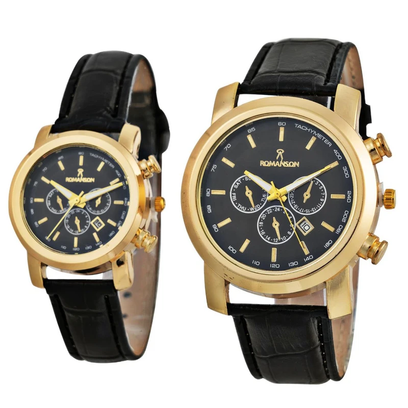 ست ساعت مچی عقربه ای زنانه و مردانه مدل تقویم دار 04