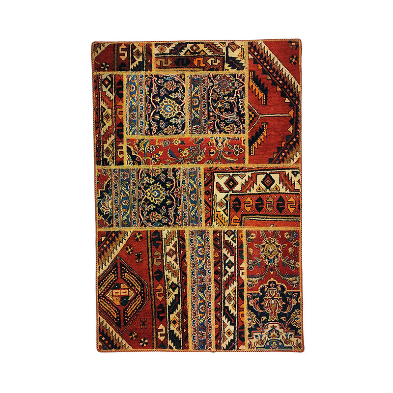 کلاژ فرش دستبافت یک و نیم متری مدل چهل تکه کد NKP.CO.V.1.8