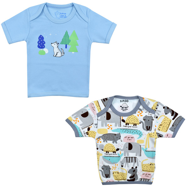 تی شرت آستین کوتاه نوزادی اسپیکو کد 300 -1 بسته دو عددی