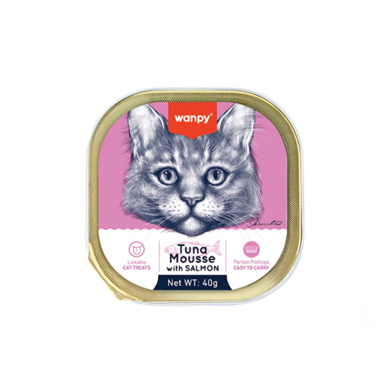 کنسرو غذای گربه بالغ ونپی مدل Mousse طعم تن و سالمون وزن ۴۰ گرم