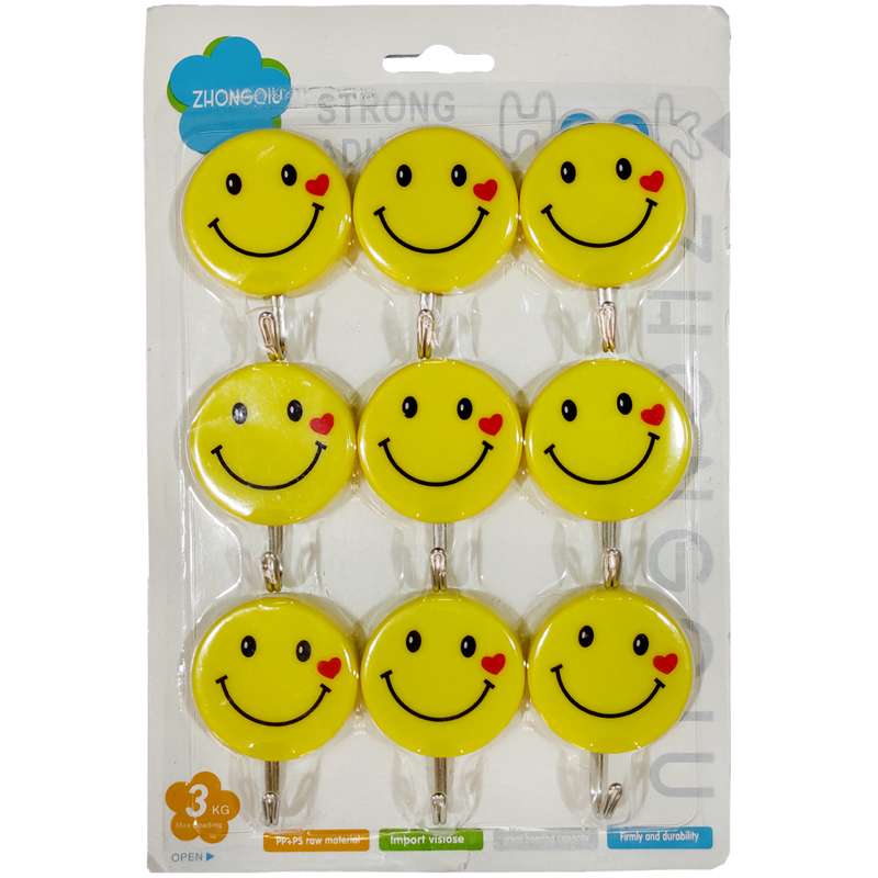 آویز حوله هوک طرح استیکر مدل Hook-02 بسته 9 عددی