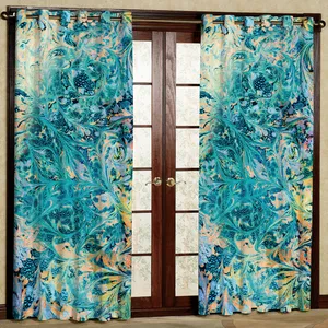 پرده مدل طرح دار آبرنگی هازان پانچی کد 2635 سایز 140x200 سانتی متر