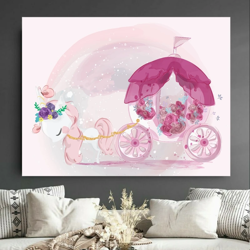 پوستر طرح مخمل کالاسکه مدل اسب تک شاخ کد BK23392