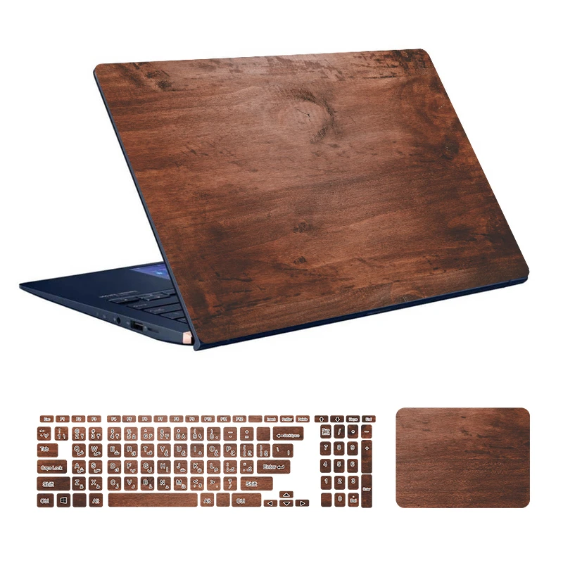  استیکر لپ تاپ توییجین و موییجین طرح WOOD کد 14 مناسب برای لپ تاپ 15.6 اینچ به همراه برچسب حروف فارسی کیبورد 