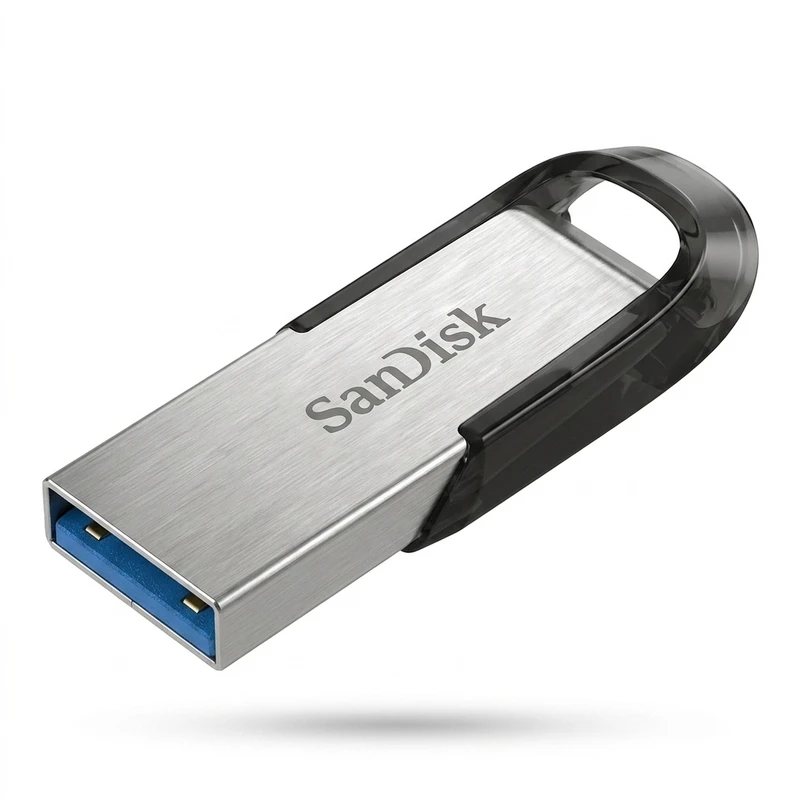 فلش مموری سن دیسک Ultra Flair CZ73 ظرفیت 64 گیگابایت با رابط USB 3.0 و بدنه فلزی مقاوم، سرعت انتقال 150 مگابایت بر ثانیه و سازگار با انواع سیستم‌عامل‌ها و دستگاه‌ها