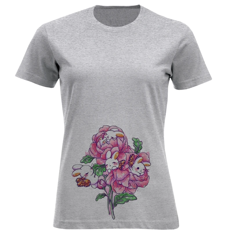 تی شرت آستین کوتاه زنانه مدل دسه گل D239