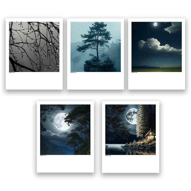 آویز تزیینی عرش مدل فانتزی منظره طبیعت کد Asa1171 مجموعه پنج عددی