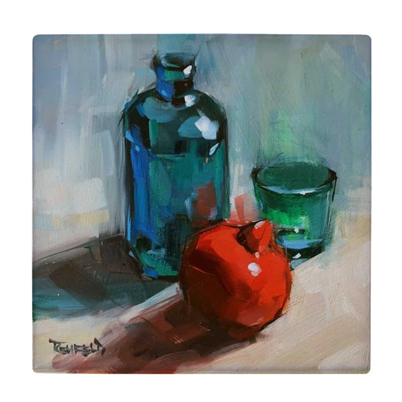 زیر لیوانی  طرح نقاشی انار و ظرف های شیشه ای کد    6086878_5112