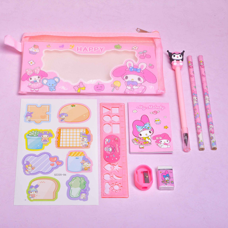 بسته لوازم تحریر مدل ملودی و گروه سانریو مجموعه 9 عددی