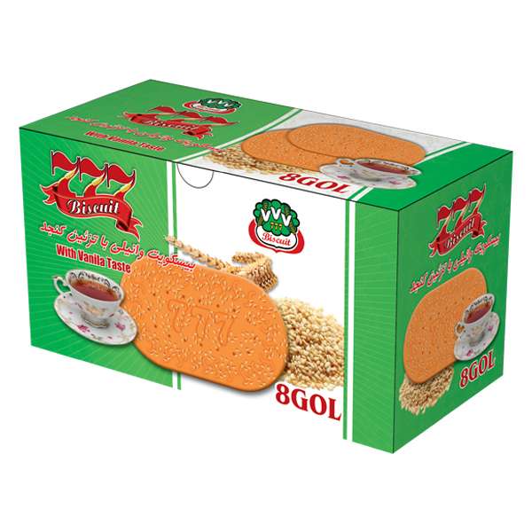 بیسکویت 8 گل وانیلی تزئین شده با کنجد 777 - 700 گرم