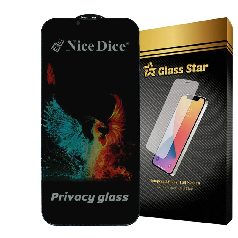 محافظ صفحه نمایش حریم شخصی گلس استار مدل NICEDICESTAR مناسب برای گوشی موبایل اپل iPhone 13
