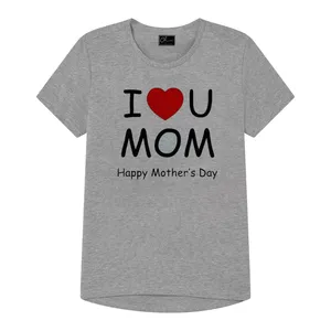 تی شرت دخترانه مدل MOM کد J91 رنگ طوسی