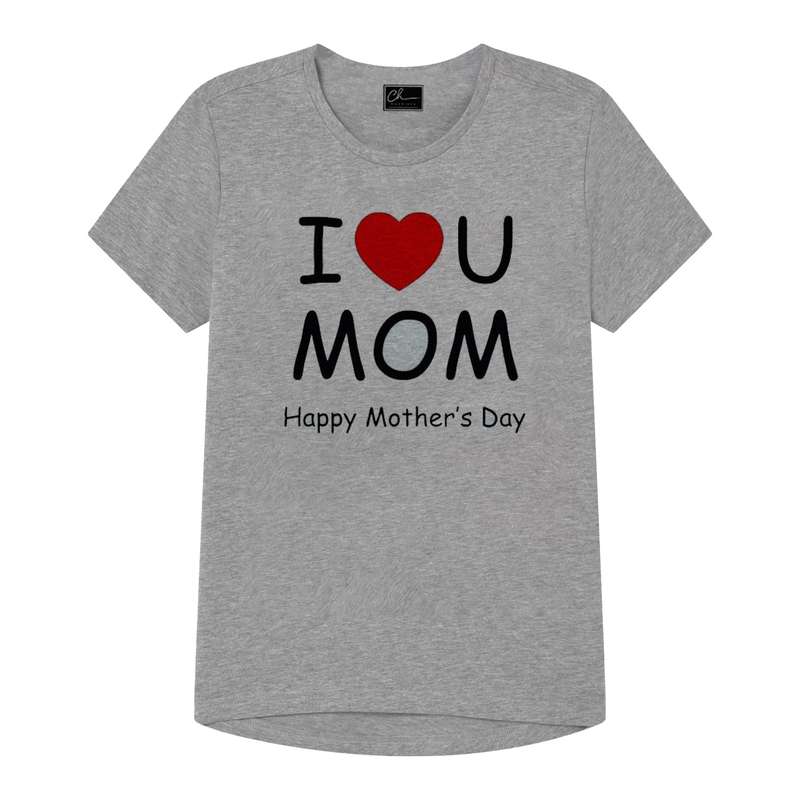 تی شرت دخترانه مدل MOM کد J91 رنگ طوسی