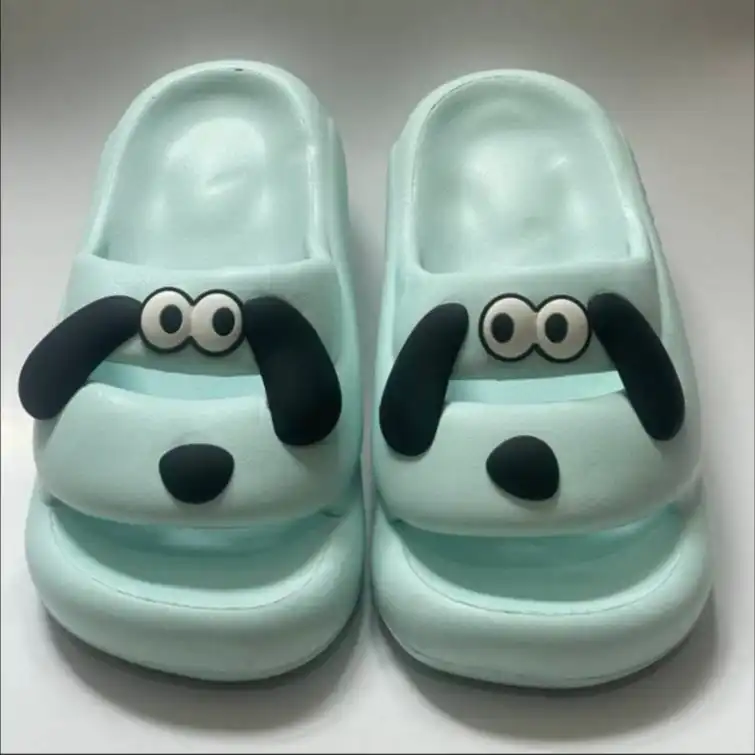 دمپایی زنانه مدل لژ دار طرح سگ رنگ آبی