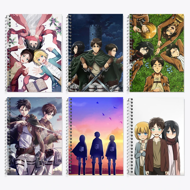 دفتر زبان 50 برگ خندالو مدل دو خط طرح انیمه اتک آن تایتان کد 625 مجموعه 6 عددی