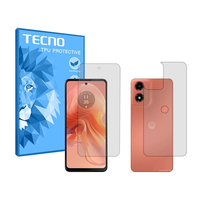 محافظ صفحه نمایش شفاف تکنو مدل HyGEL مناسب برای گوشی موبایل موتورولا Moto G04 به همراه محافظ پشت گوشی