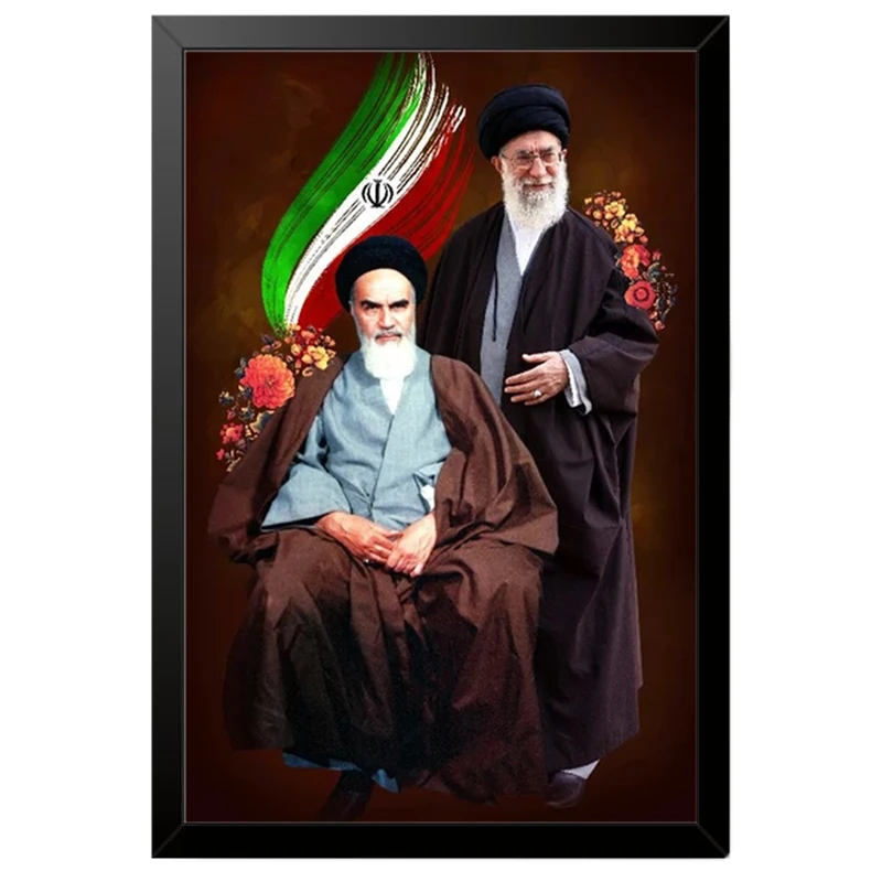 تابلو بکلیت طرح امام خمینی و رهبر معظم آیت الله خامنه ای مدل B-po2025 فریم مشکی