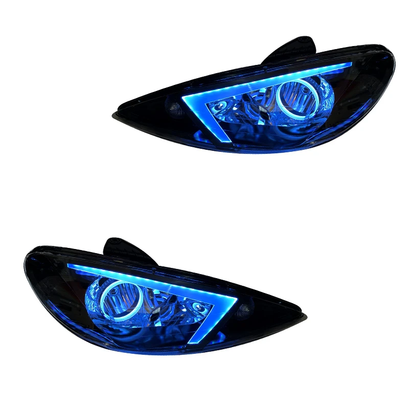 چراغ جلو خودرو گروه پژوهش صنعت مدرن مدل NX مولتی کالر مناسب برای پژو 206 بسته دو عددی