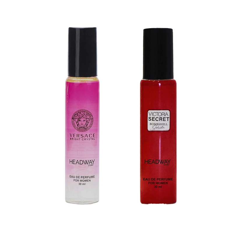 عطر جیبی زنانه هدوی استوری مدل ورساچه برایت کریستال و ویکتوریا سکرت بامبشل سداکشن حجم 30 میلی لیتر مجموعه 2 عددی
