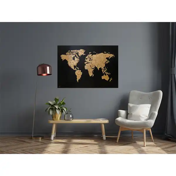 تابلو نقاشی ورق طلا مدل نقشه جهان کد A0009