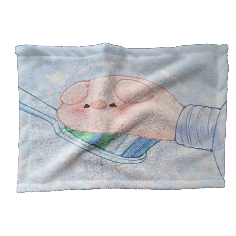 حوله کودک مدل خوک و مسواک کیوت کد TW70 سایز 30x40 سانتی متر