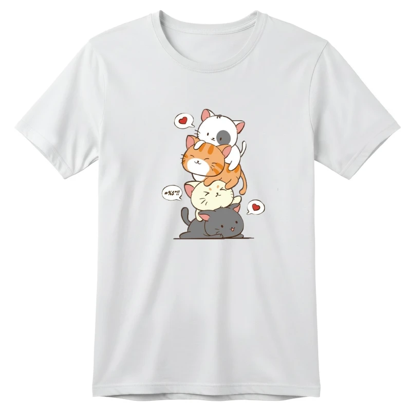 تی‌شرت آستین کوتاه بچگانه مدل گربه های دوست داشتنی 