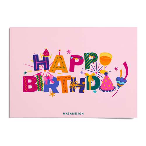 کارت پستال ماسا دیزاین مدل POSTHB طرح تبریک تولد مبارک