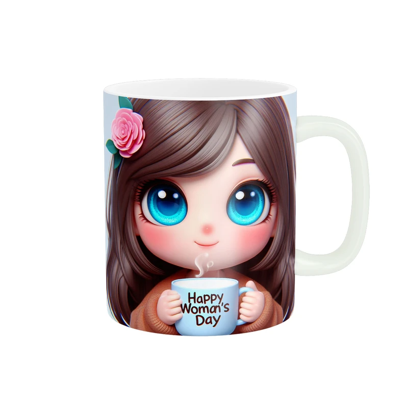 ماگ پاد آفرين طرح روز زن مدل فانتزي قهوه کد 1144