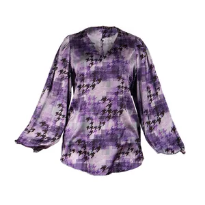 بلوز زنانه مدل یقه زنجیری چهار خانه